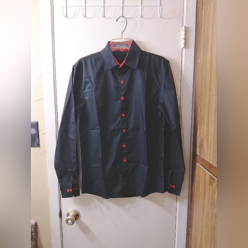 HHGKED Men's Button Down Long Sleeve Formal Shirt Buttoned Cuffs Size Small